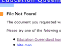 Screenshot: File not found page from education.qld.gov.au server